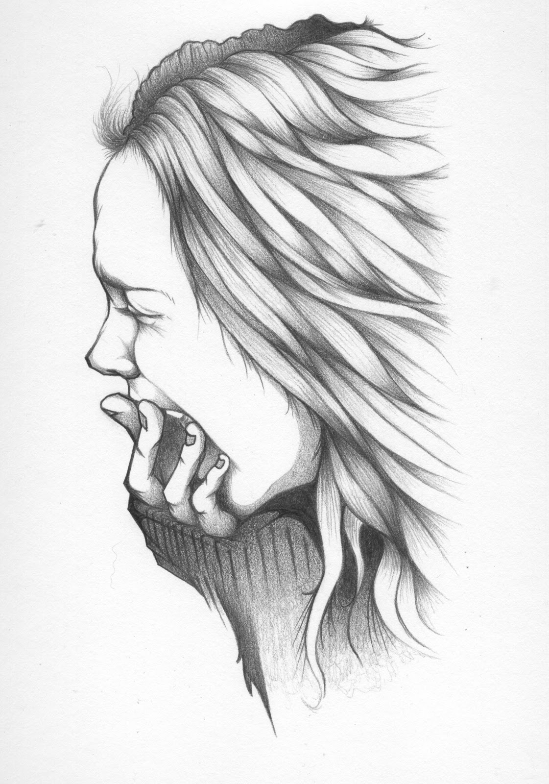 Depressed Girl Sketch Drawing Skill