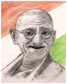 Mahatma Gandhi Drawing, Pencil, Sketch, Colorful ...