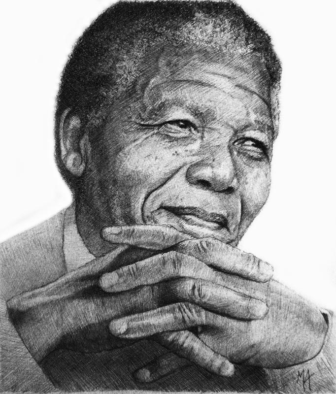 Nelson Mandela Drawing, Pencil, Sketch, Colorful, Realistic Art Images