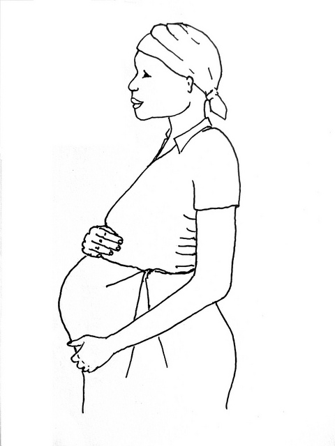 Pregnant Woman Drawing, Pencil, Sketch, Colorful, Realistic Art Images