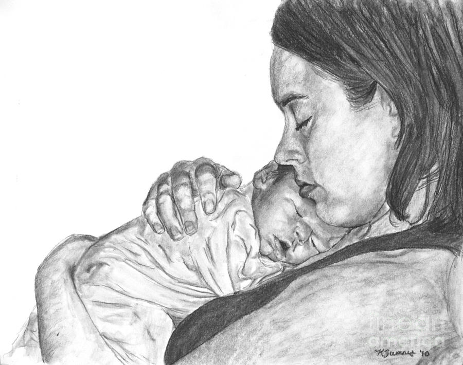 Creative Mother And Child Sketch Drawing for Beginner