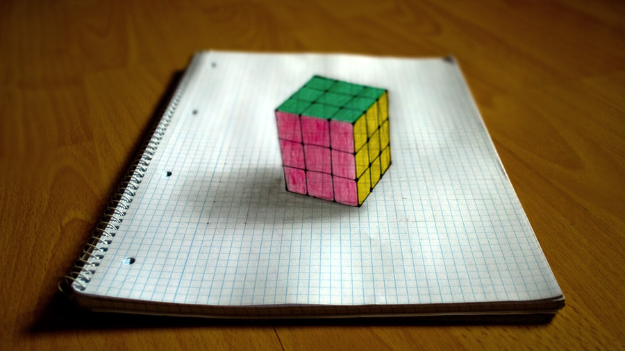 Rubiks Cube Drawing Pencil Sketch Colorful Realistic Art