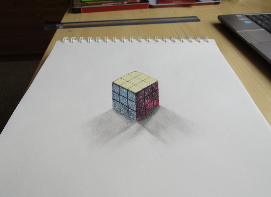 3d Rubiks Cube Drawing Drawing Skill