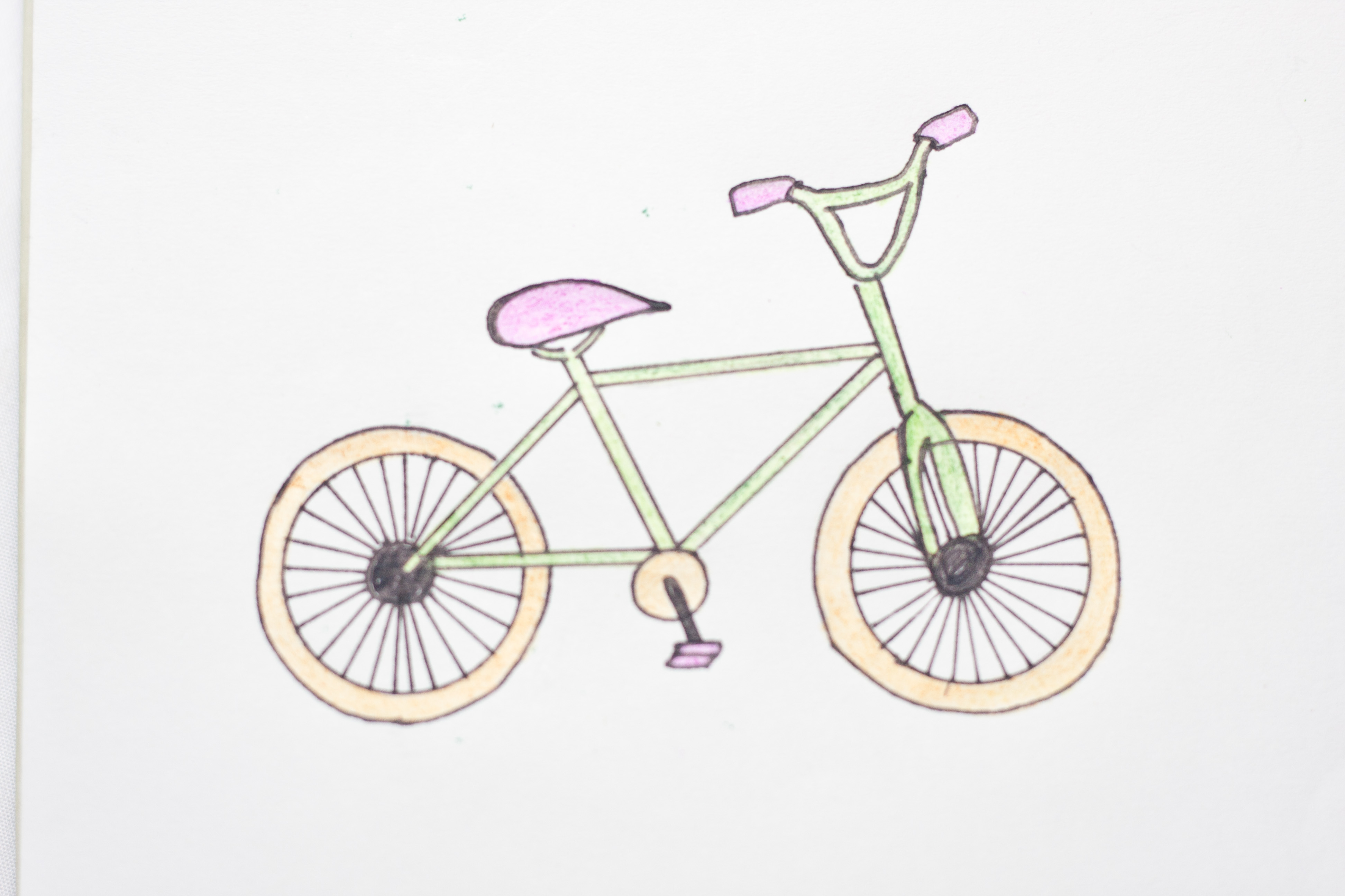 Bicycle Drawing, Pencil, Sketch, Colorful, Realistic Art Images