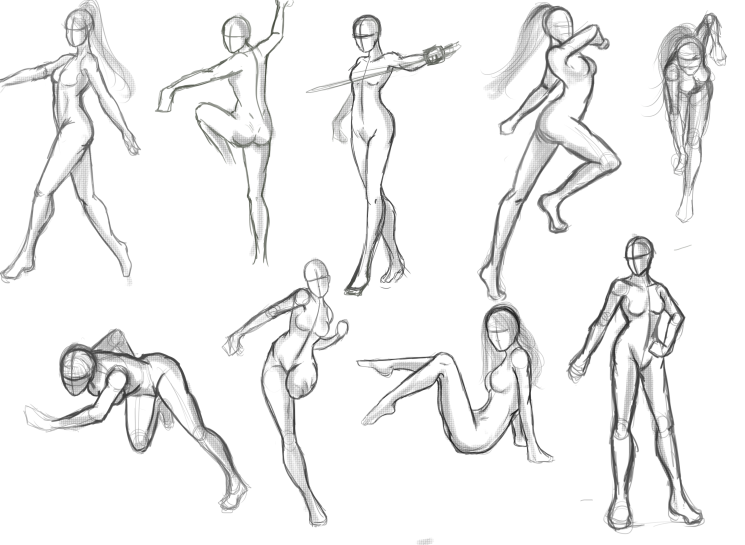 Female Action Poses Drawing Drawing Skill