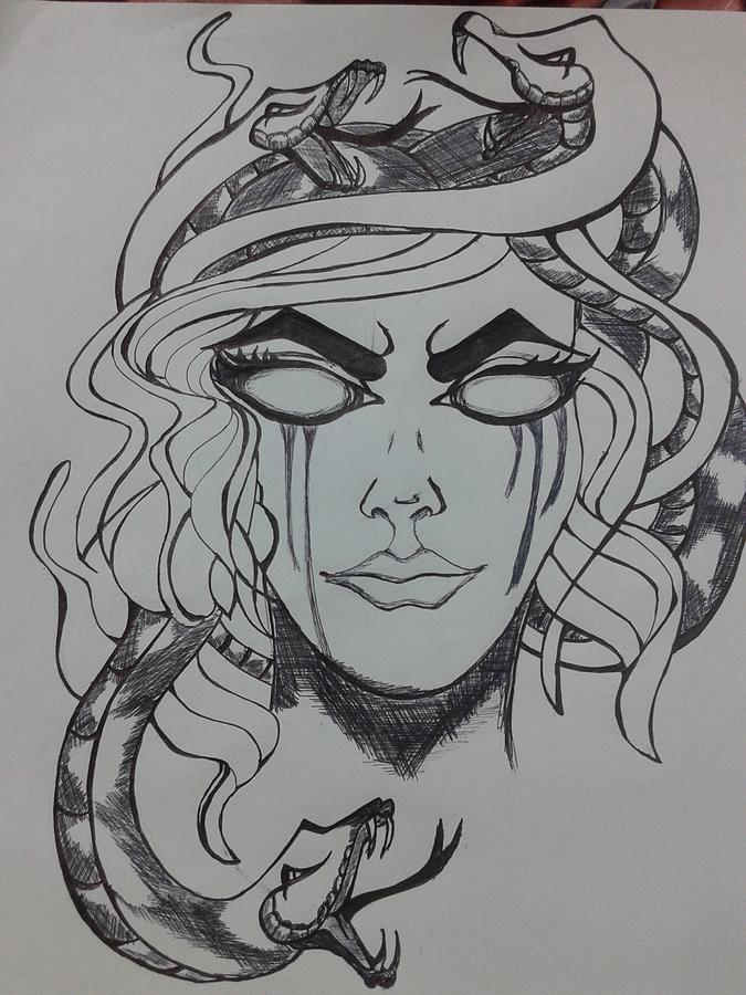 Medusa Drawing Pretty : Wanted to draw my medusa character with her mouth o...