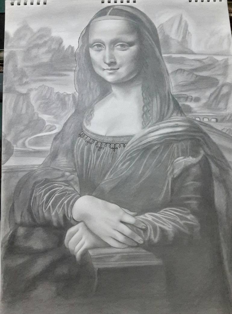 Mona Lisa Drawing, Pencil, Sketch, Colorful, Realistic Art