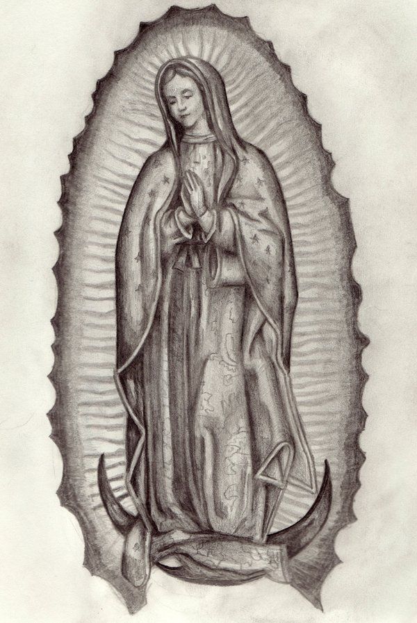 Virgin Mary Drawing, Pencil, Sketch, Colorful, Realistic Art Images