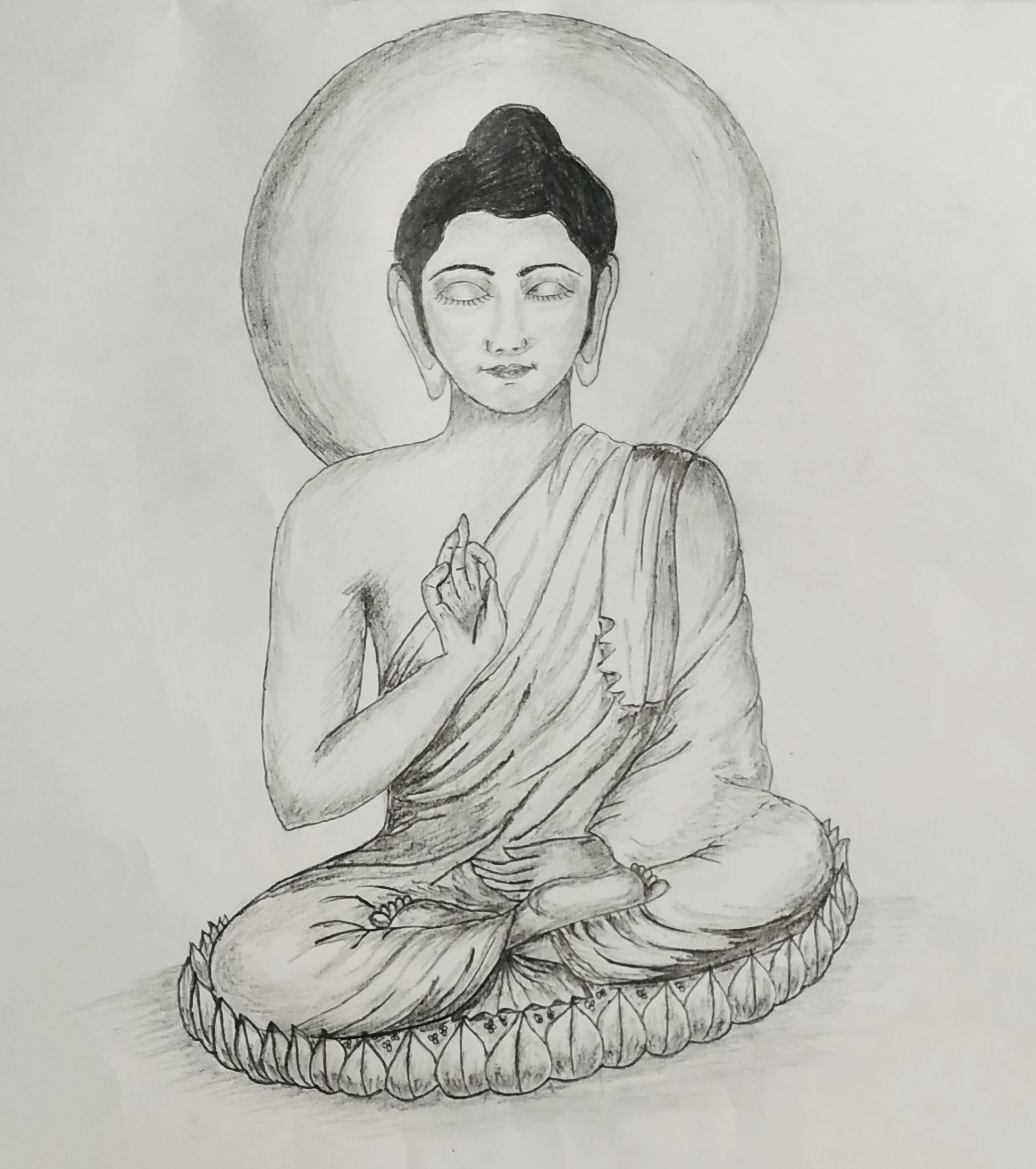 Gautama Buddha Drawing, Pencil, Sketch, Colorful, Realistic Art Images