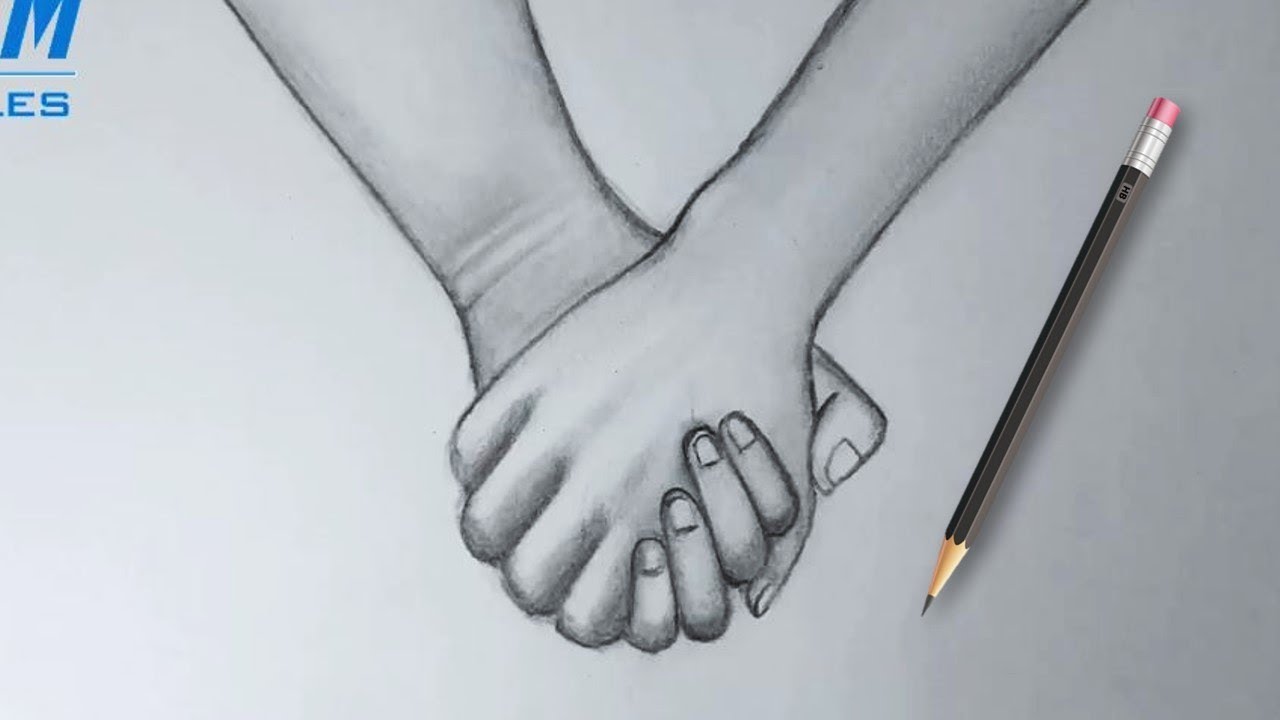 Holding Hands Drawing Pencil Sketch Colorful Realistic Art Images