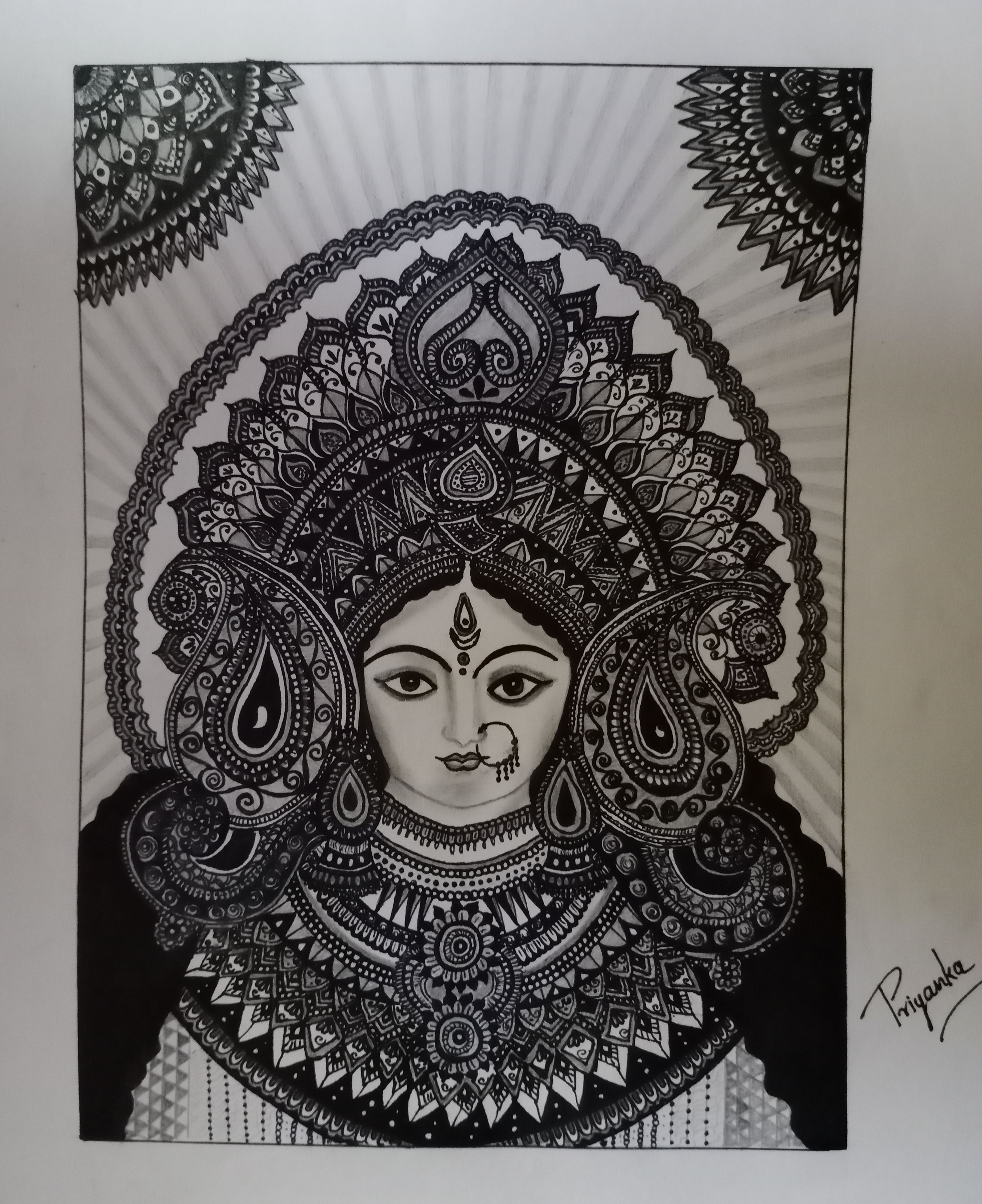 Featured image of post Easy Maa Durga Pencil Sketch - Beautiful watercolor painting goddess elvira.