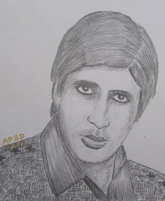 Legend Amitabh Bachchan By Tasneem Hafizuddin, Drawing Fine Art for Sell