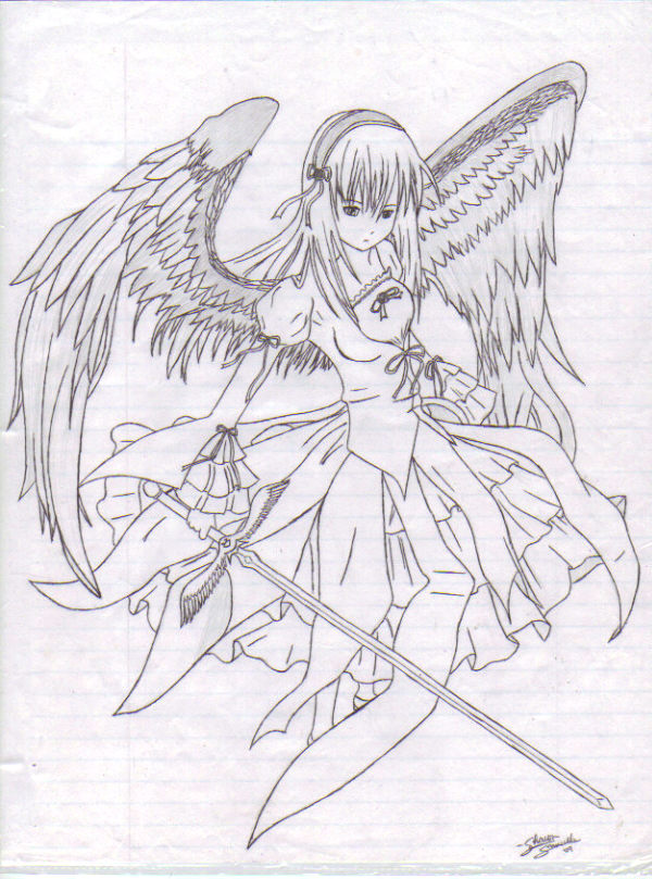 Angel Girl Beautiful Image Drawing