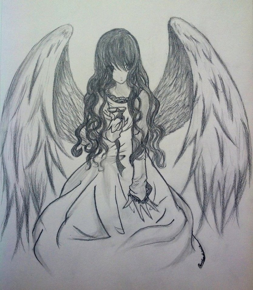 Girl heterochromia angel wings white anime HD phone wallpaper  Peakpx