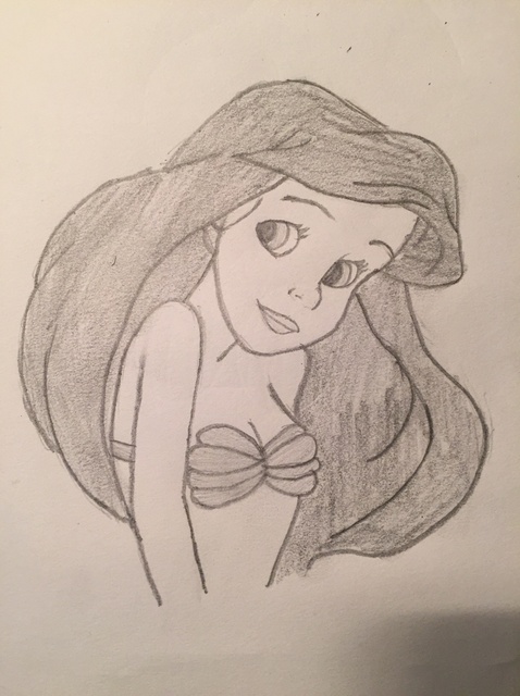 Disney: Little Mermaid: Ariel- Original Drawing- Flower in Her Hair | eBay