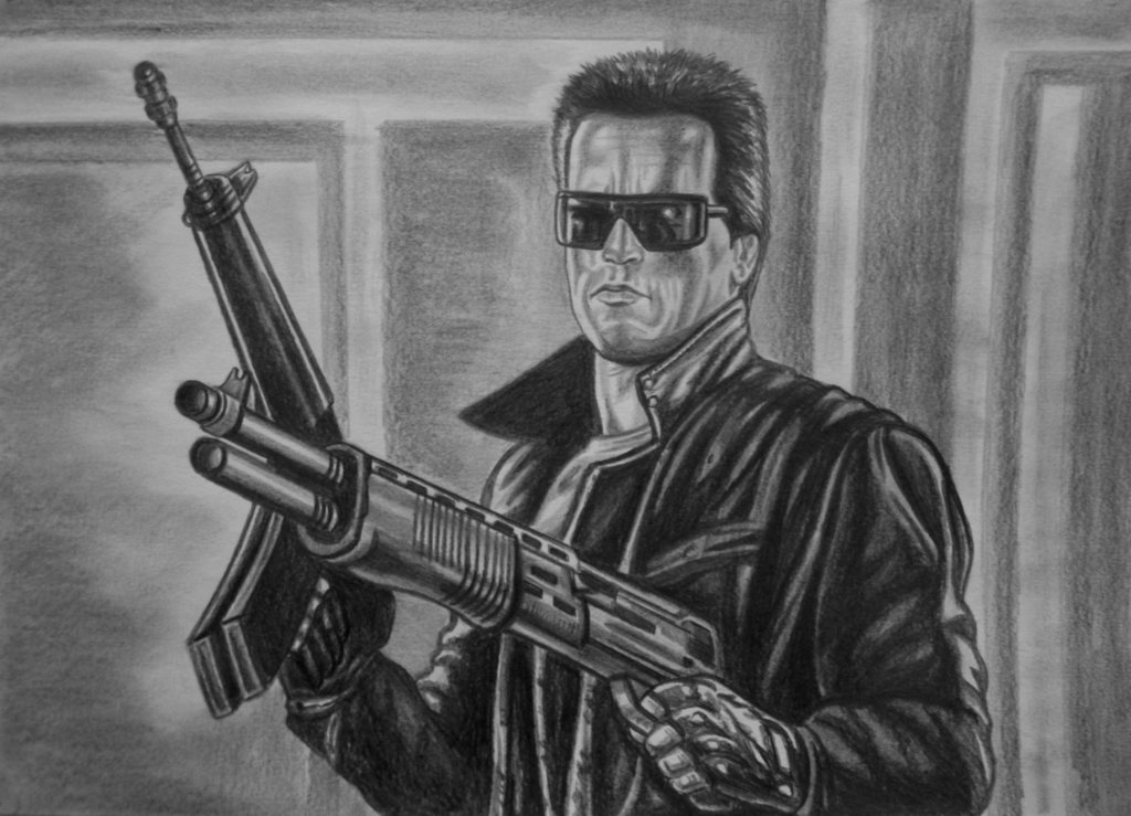 Arnold Schwarzenegger Terminator Beautiful Image Drawing