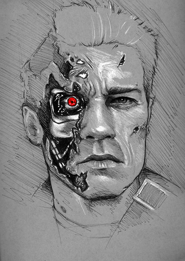 Arnold Schwarzenegger Terminator Picture Drawing