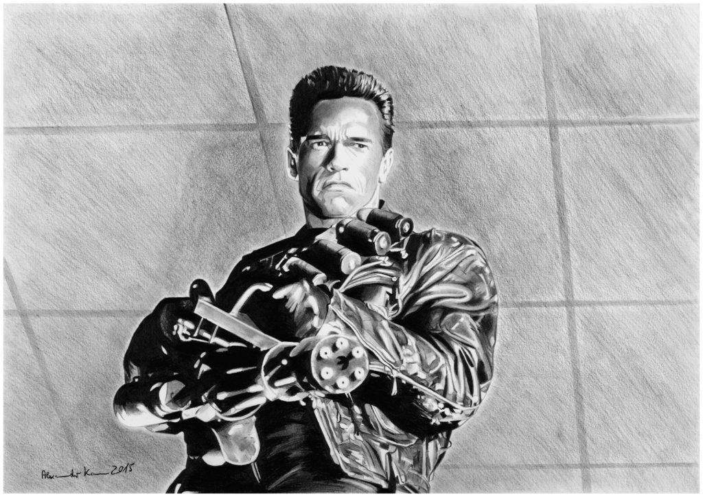 Arnold Schwarzenegger Terminator Realistic Drawing