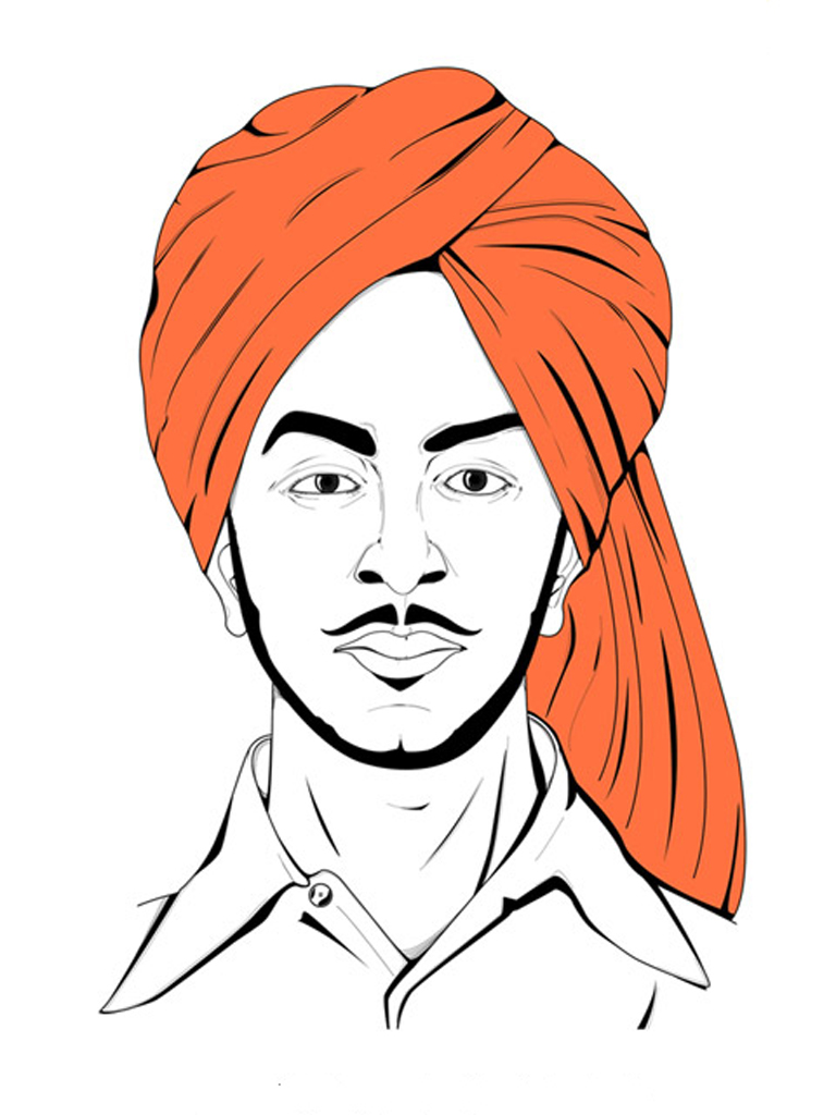 Bhagat Singh Colorful Sketch