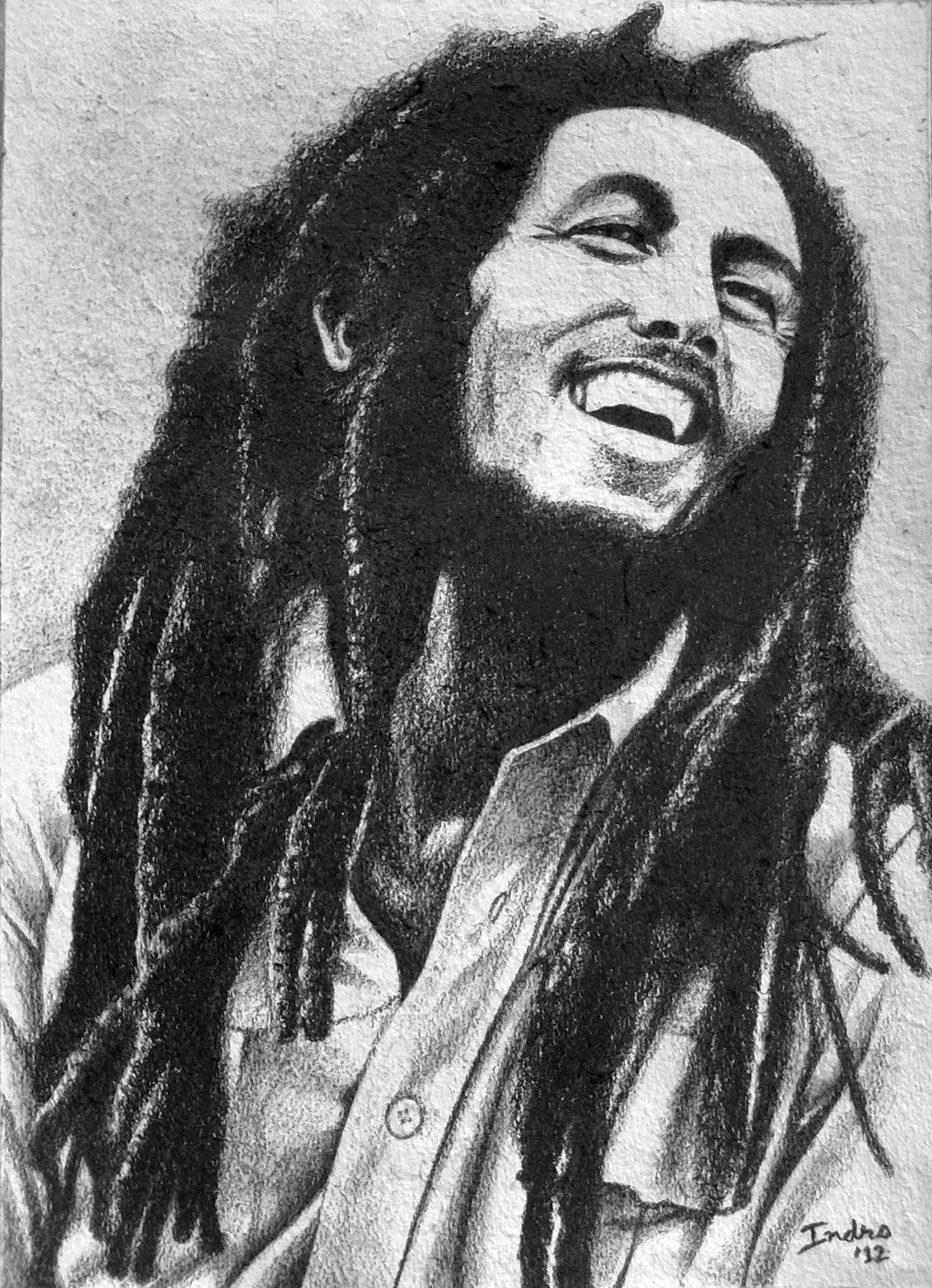 Pencil Illustration :: ebony pencil portrait Bob Marley