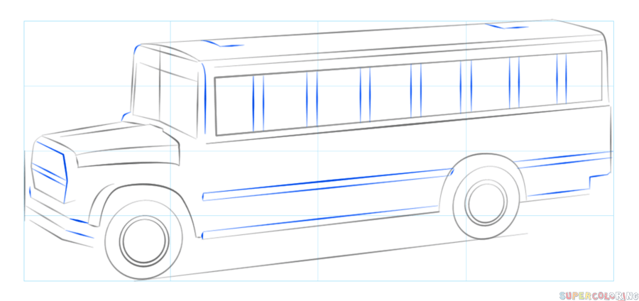 Bus Realistic Drawing