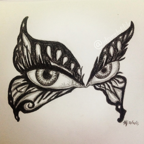 Butterfly Eyes Beautiful Image Drawing