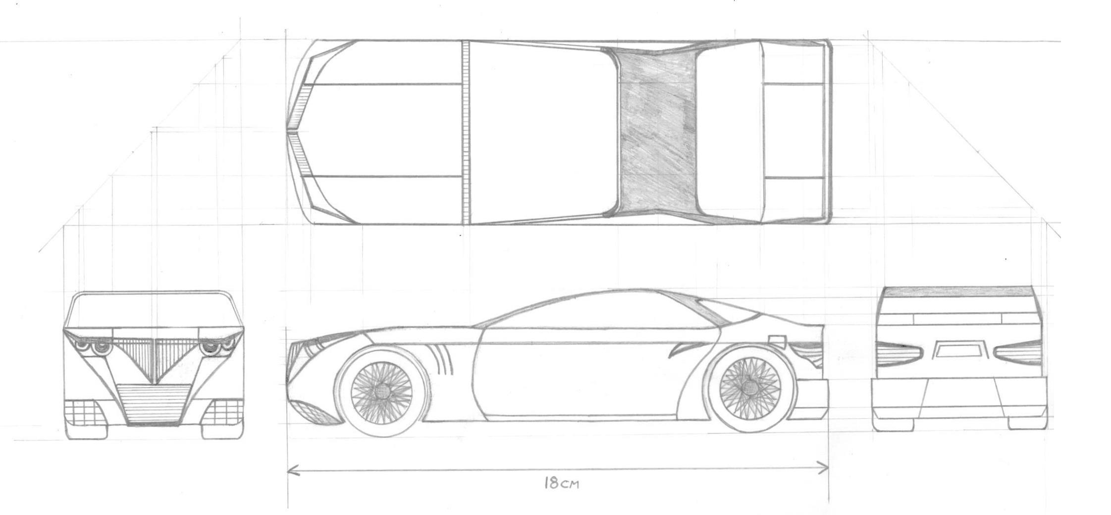 Car Engineering Realistic Drawing