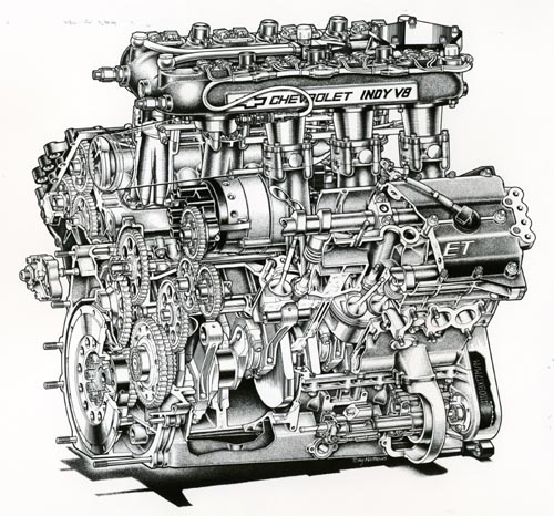 Chevy Engine Best Drawing