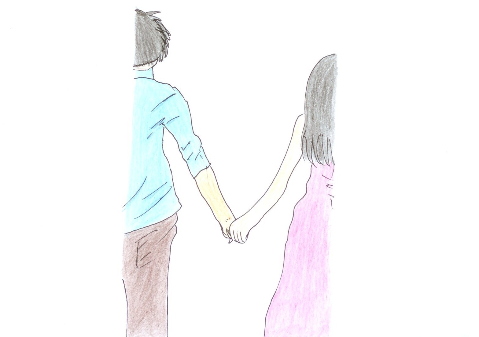 Couple Holding Hands Photo Drawing - Drawing Skill