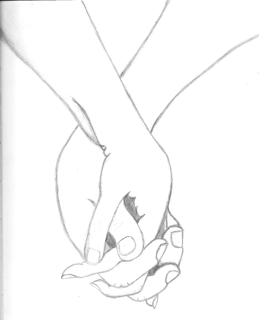 Couple Holding Hands Realistic Drawing