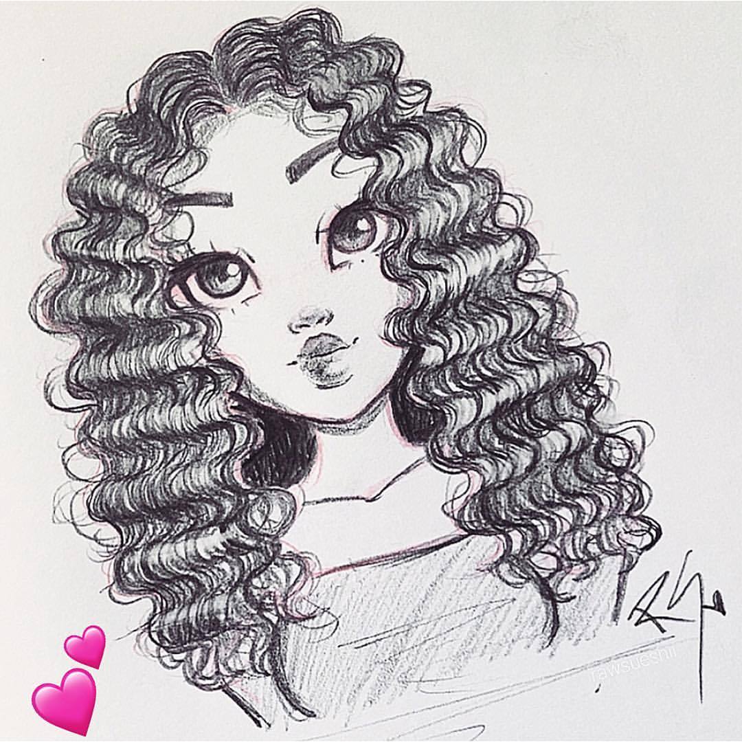 Curly Hair Drawing Pic