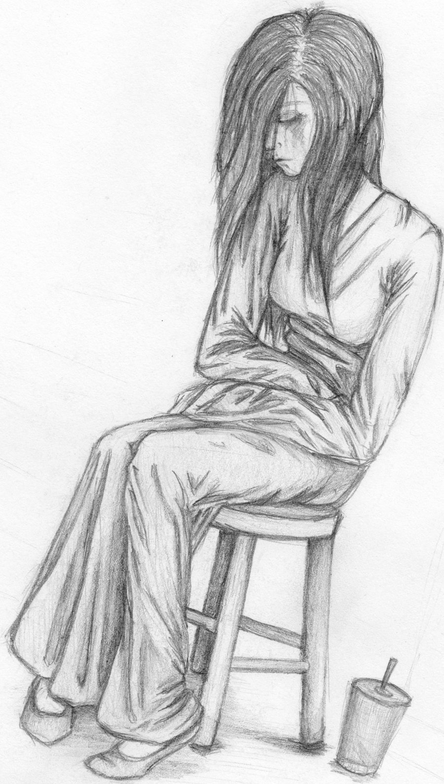Depressed Girl Drawing Art Drawing Skill 