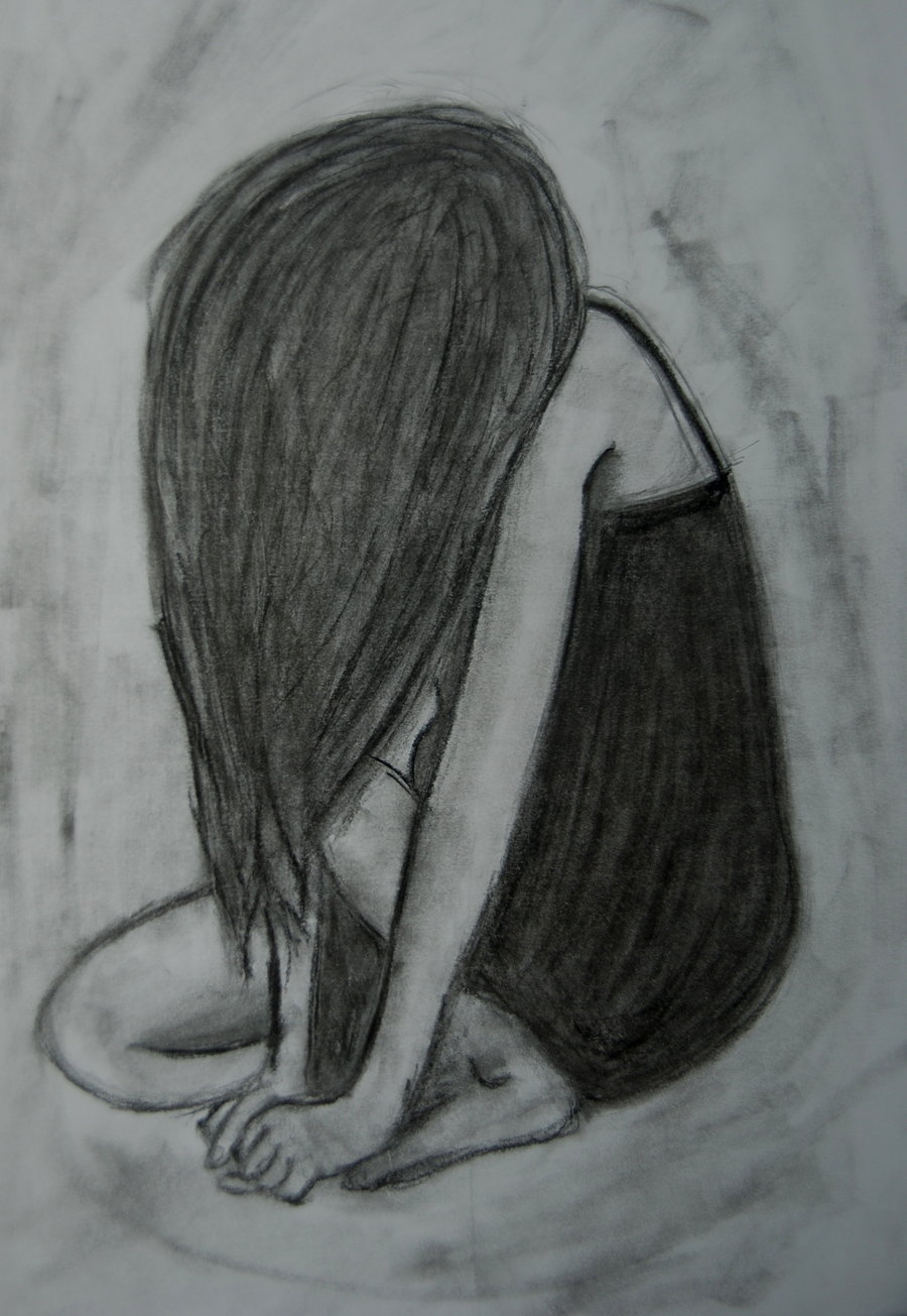 Depressed Girl Drawing Photo