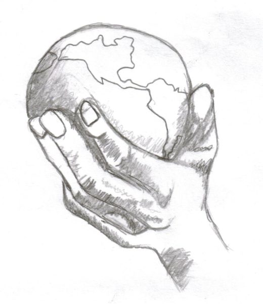 Earth Hands Photo Drawing