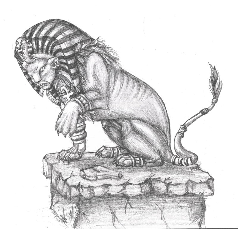 Egyptian Sphinx High-Quality Drawing