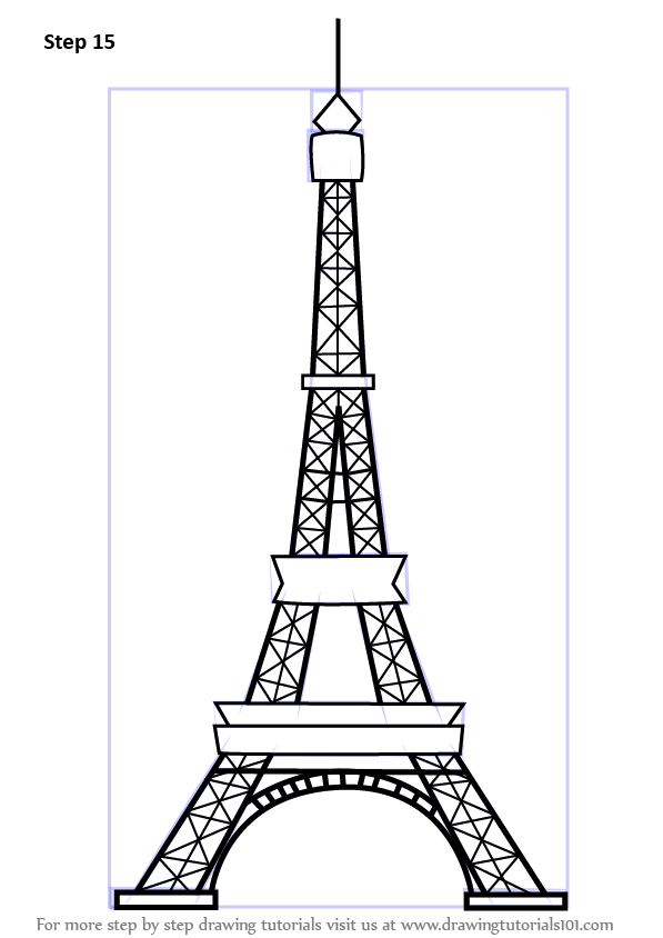 How to draw the Eiffel Tower  Step by step Drawing tutorials