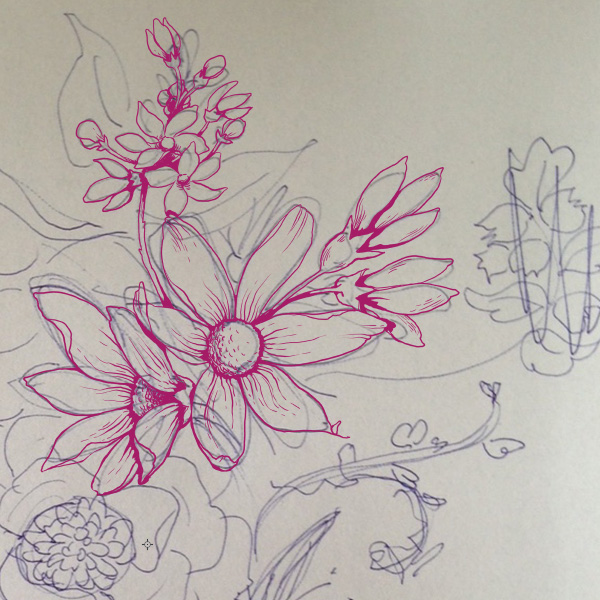 Fabric Flower Sketch