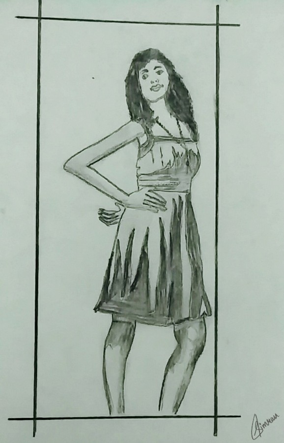 Fashionable Girl Drawing