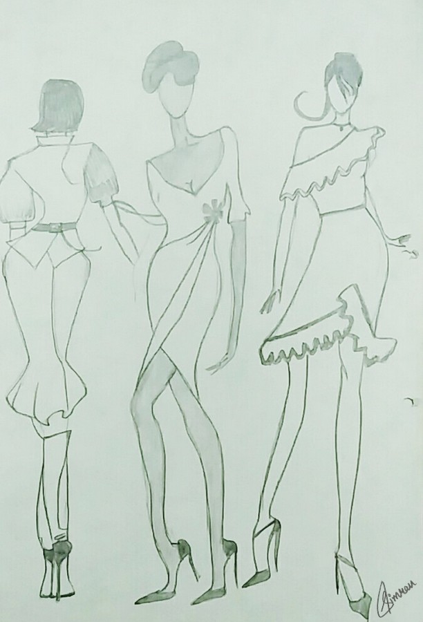 Fashionable Girl Dresses Drawing