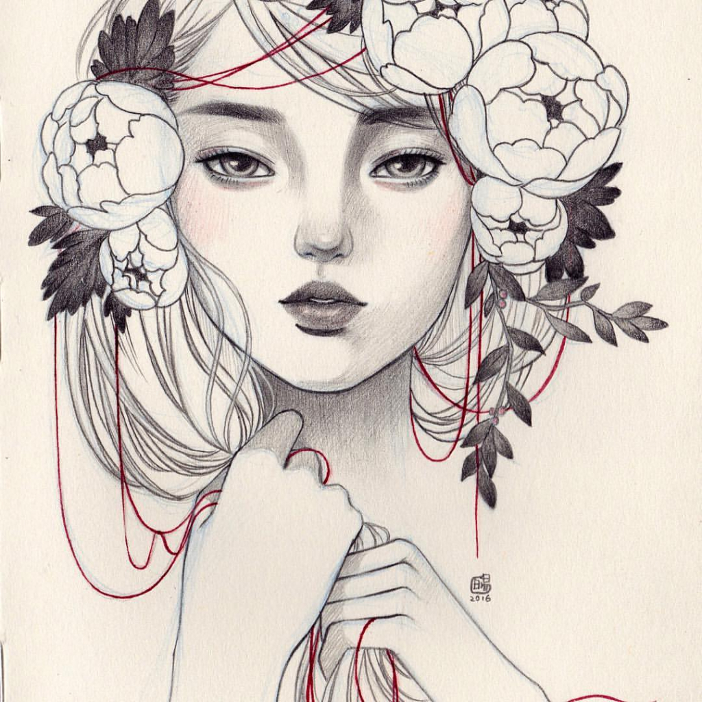 Pencil Sketch of Flower Girl - Desi Painters