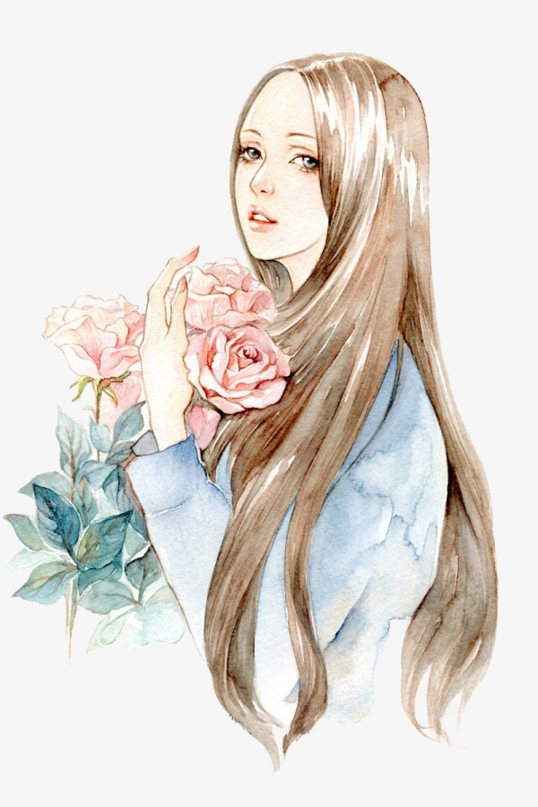 Girl With Flowers Drawing Pic