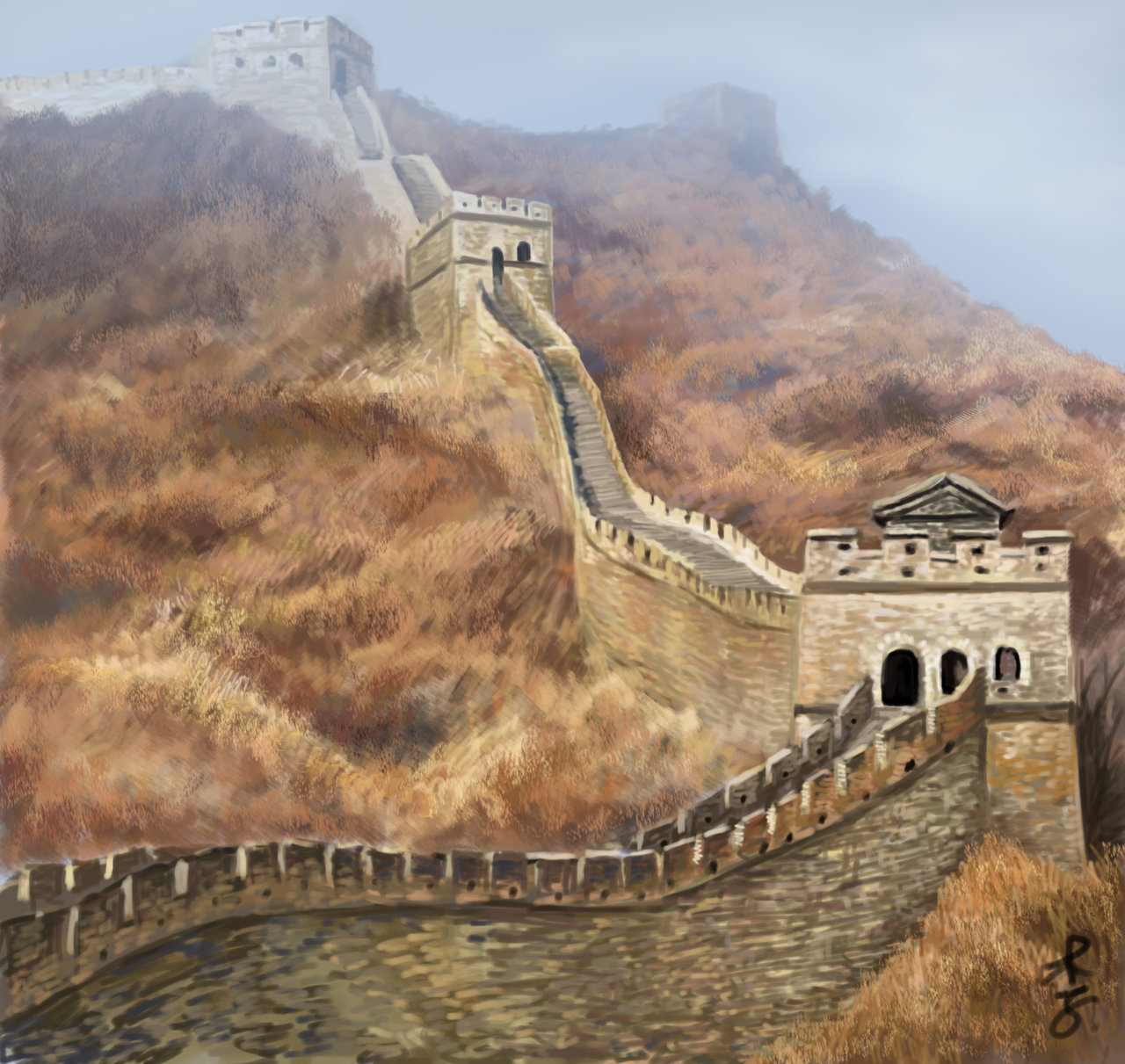 Great Wall of China Beautiful Image Drawing
