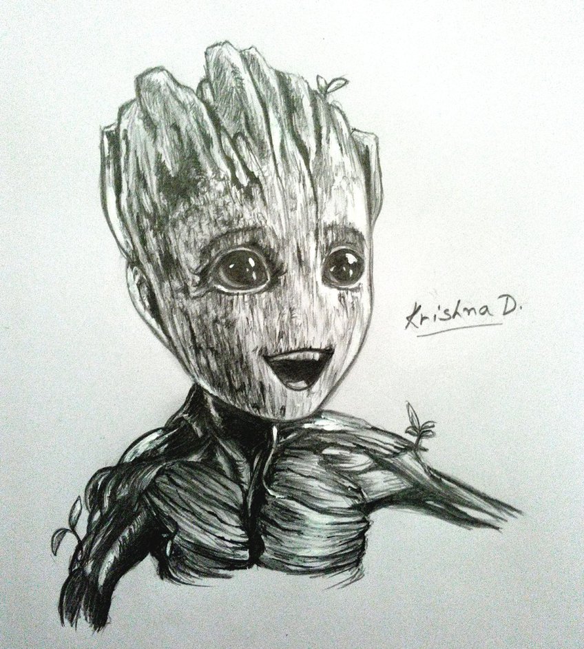 Groot Realistic Drawing