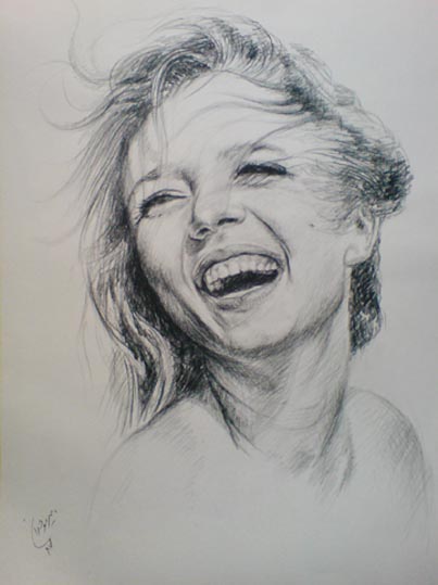 Happy Girl Realistic Drawing