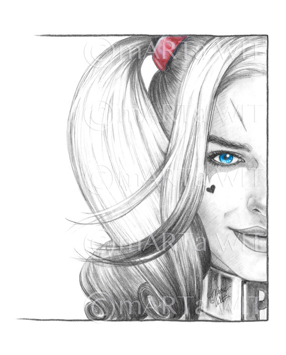 Harley Quinn Beautiful Image Drawing