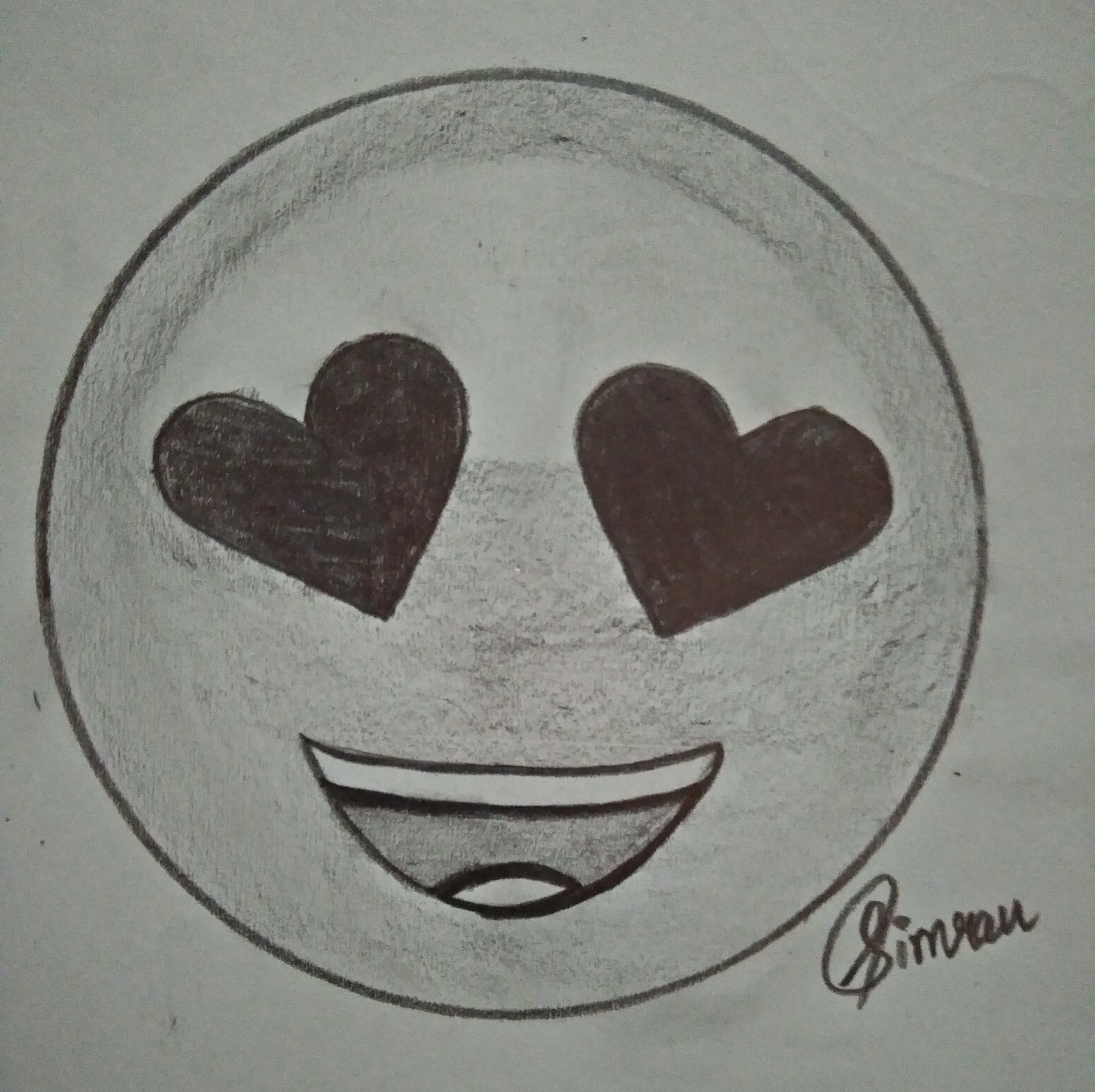 Heart Eyes Emoji Sketch Drawing