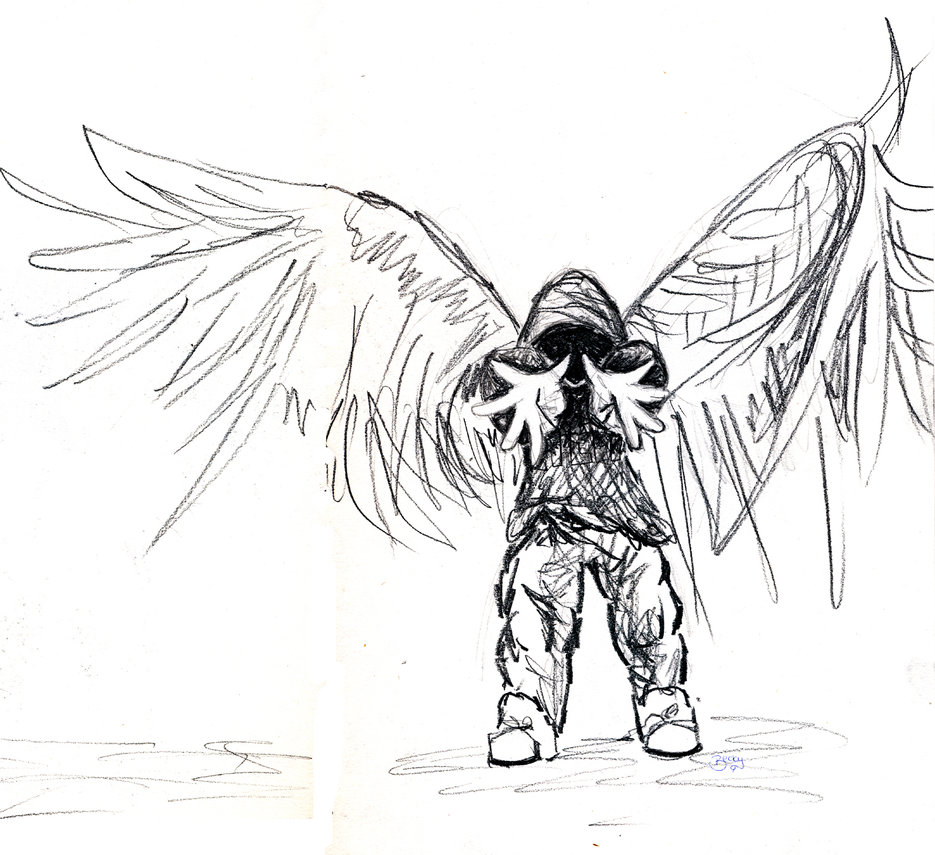 Hooded Male Angel Drawing
