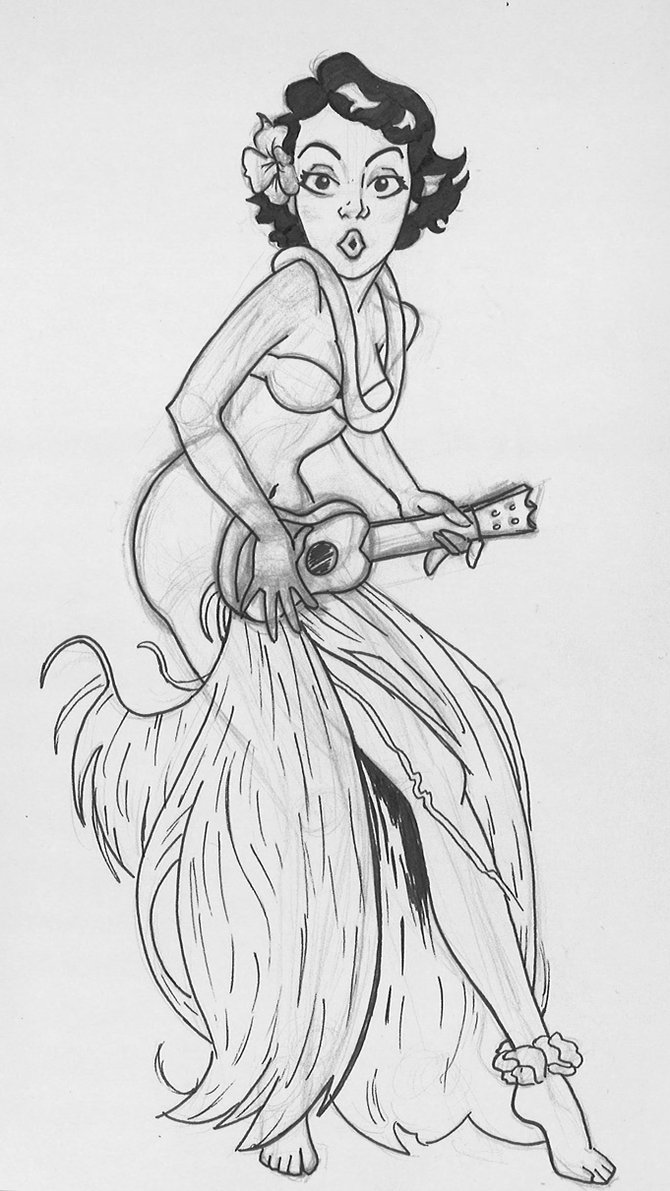 Hula Girl Drawing Pic