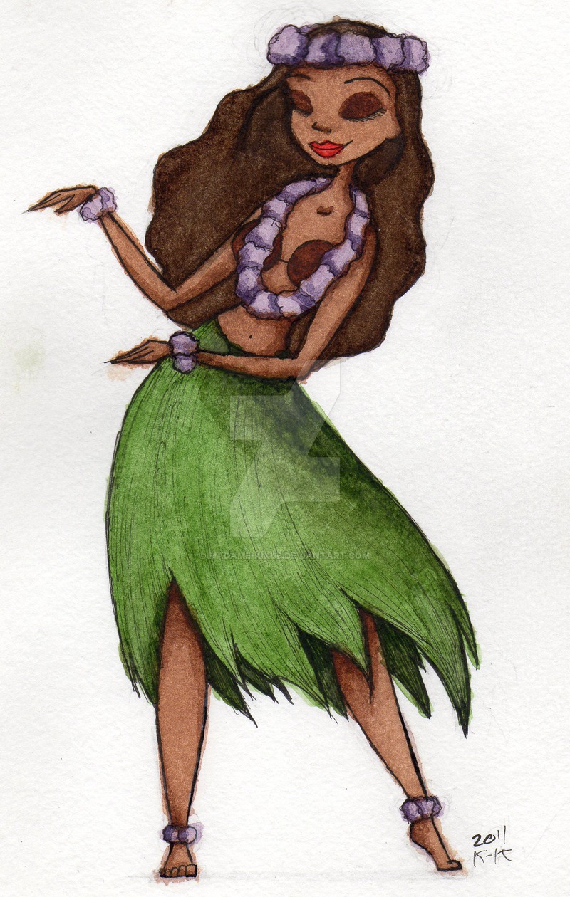 Hula Girl Image Drawing