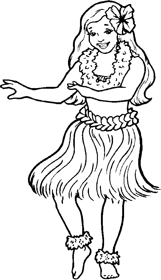 Hula Girl Picture Drawing